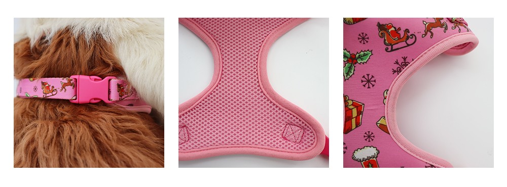 Adjustable Dog Collar Leash Pink Pet Harness Set