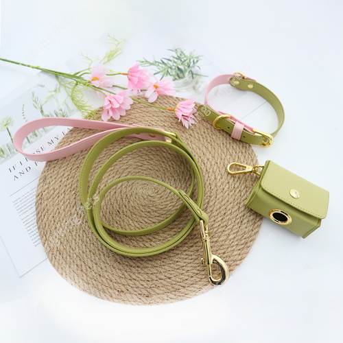 Sofe padded pet collar Dark red pet leash